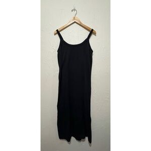 Peruvian Connection black thick knit pima cotton midi dress (XL)